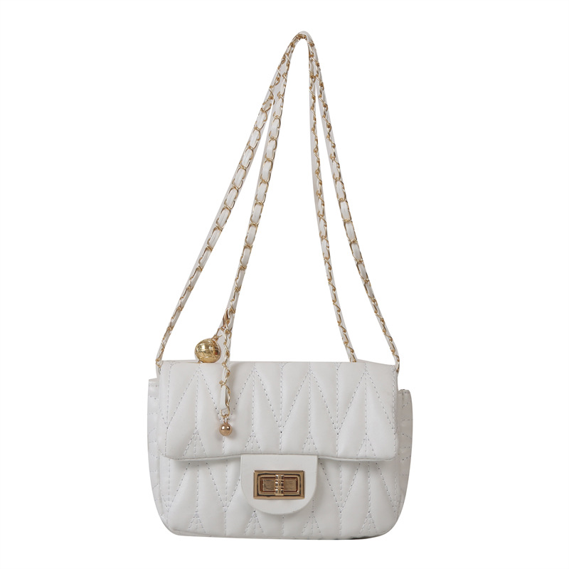 Chain Crossbody Quilted - Tas Selempang PU Berlapis Wanita dengan