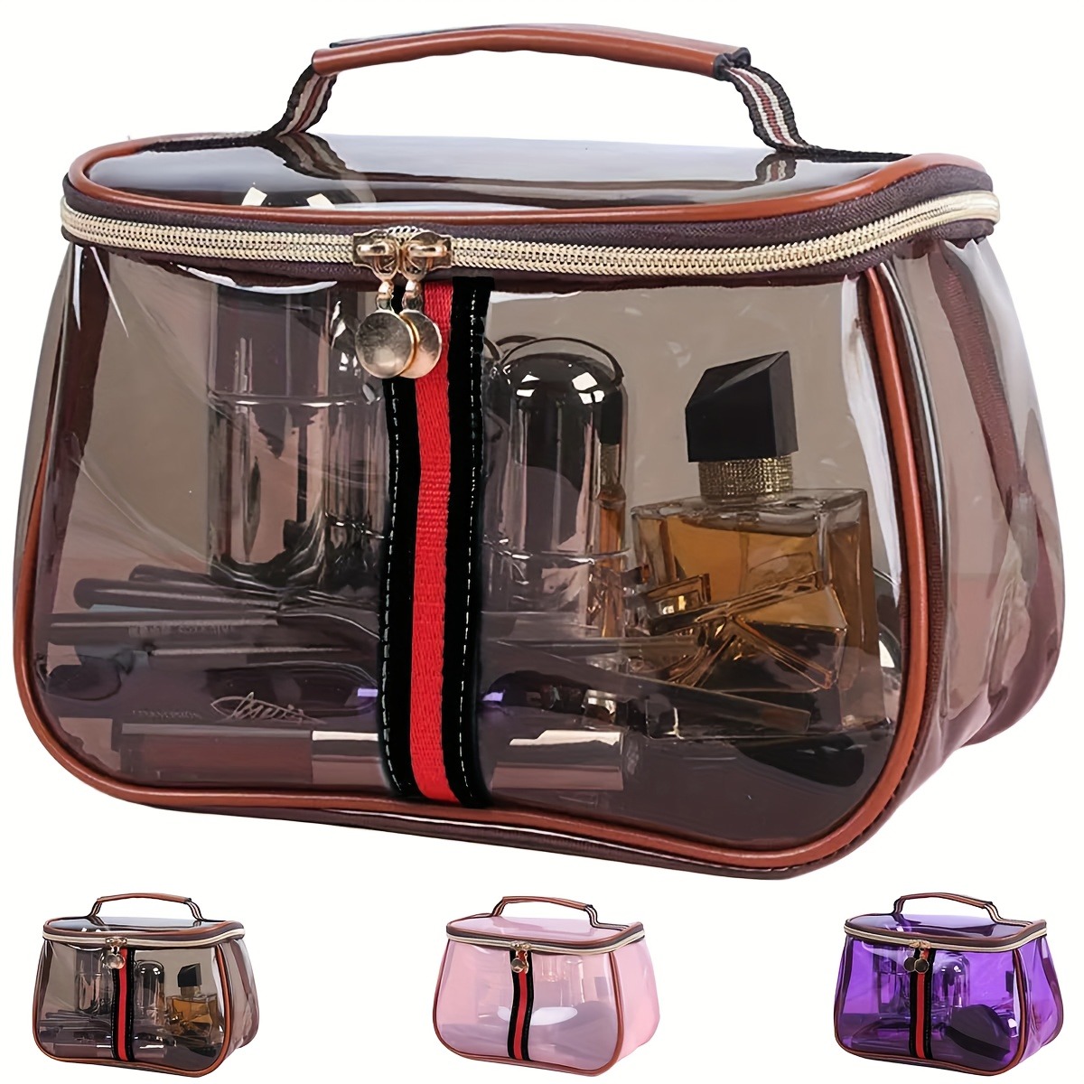 Structured Handbag Top Handle - Tas Perlengkapan Mandi Transparan Bertema Apel