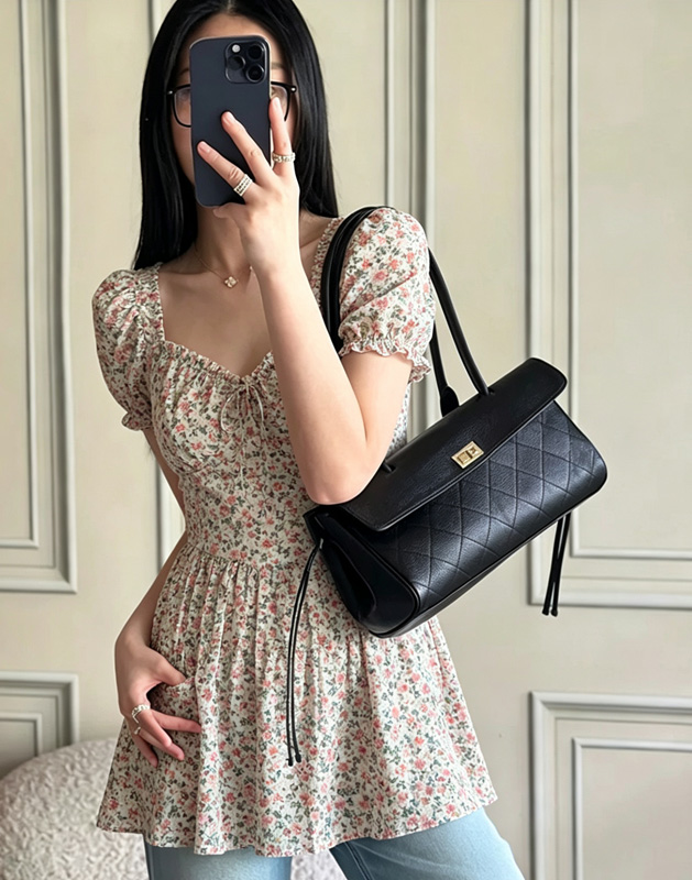 Structured Handbag Top Handle - CLAREGQI 2026 Tas Selempang Kulit Asli