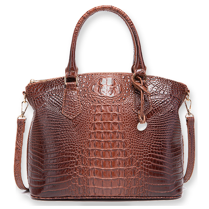 Structured Handbag Top Handle - Tas Tangan Wanita Motif Kulit Buaya