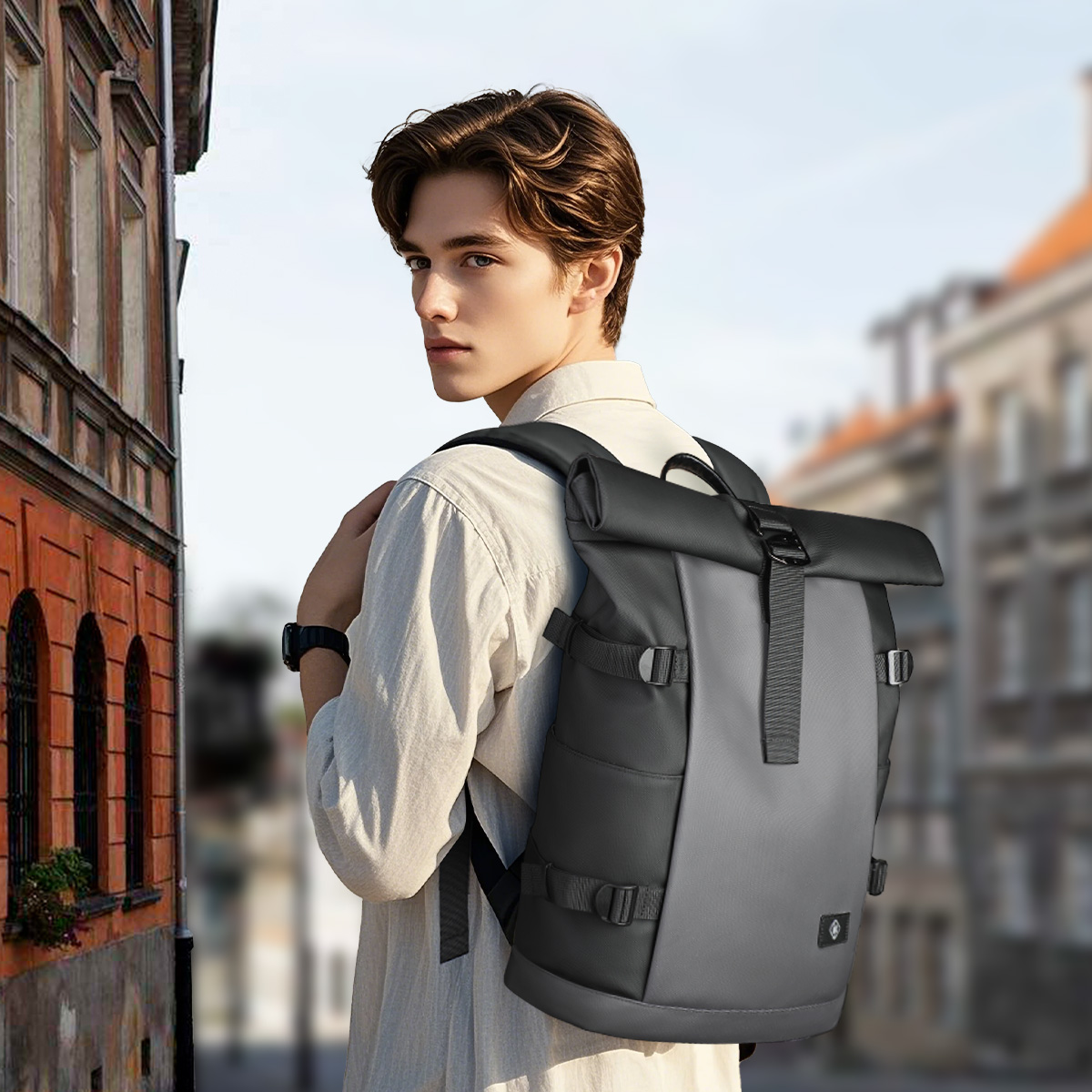 HK Ransel Roll-Top Tahan Air u - Structured Handbag Top Handle ulasan dan harga