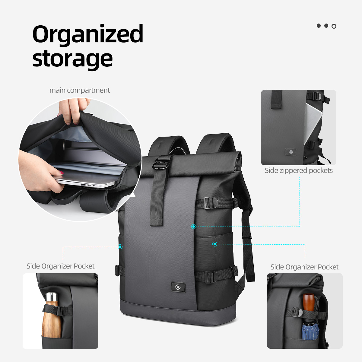 HK Ransel Roll-Top Tahan Air u - Structured Handbag Top Handle ulasan dan harga