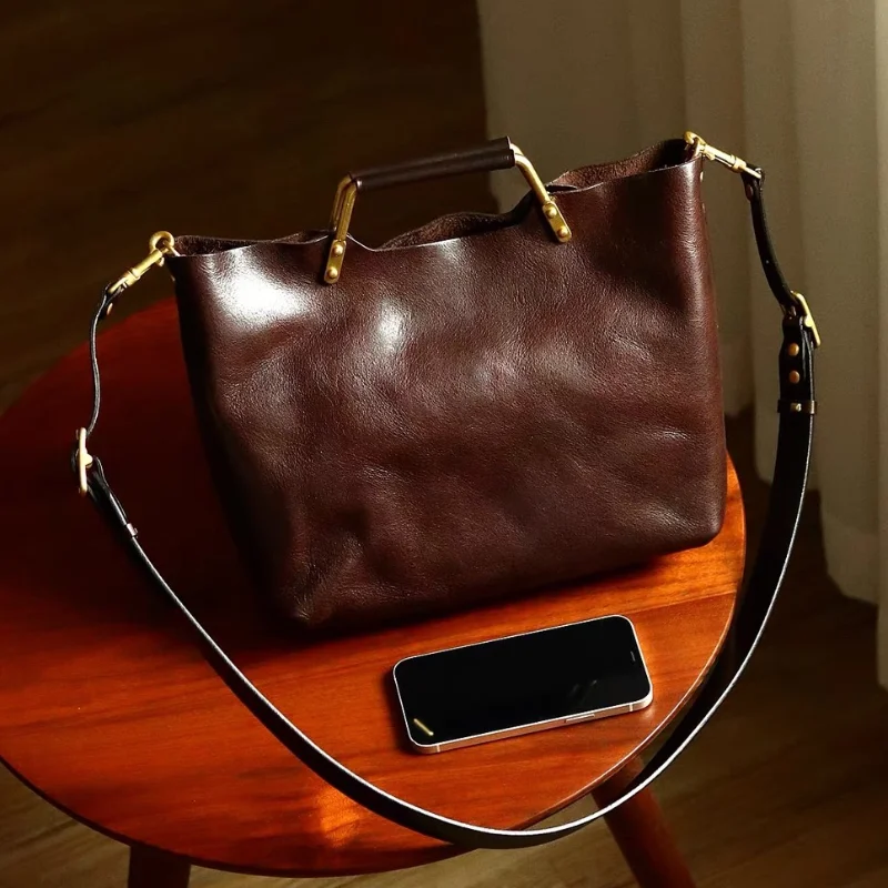 Tas Tote Kulit Lembut Untuk Wa - Structured Handbag Top Handle ulasan dan harga
