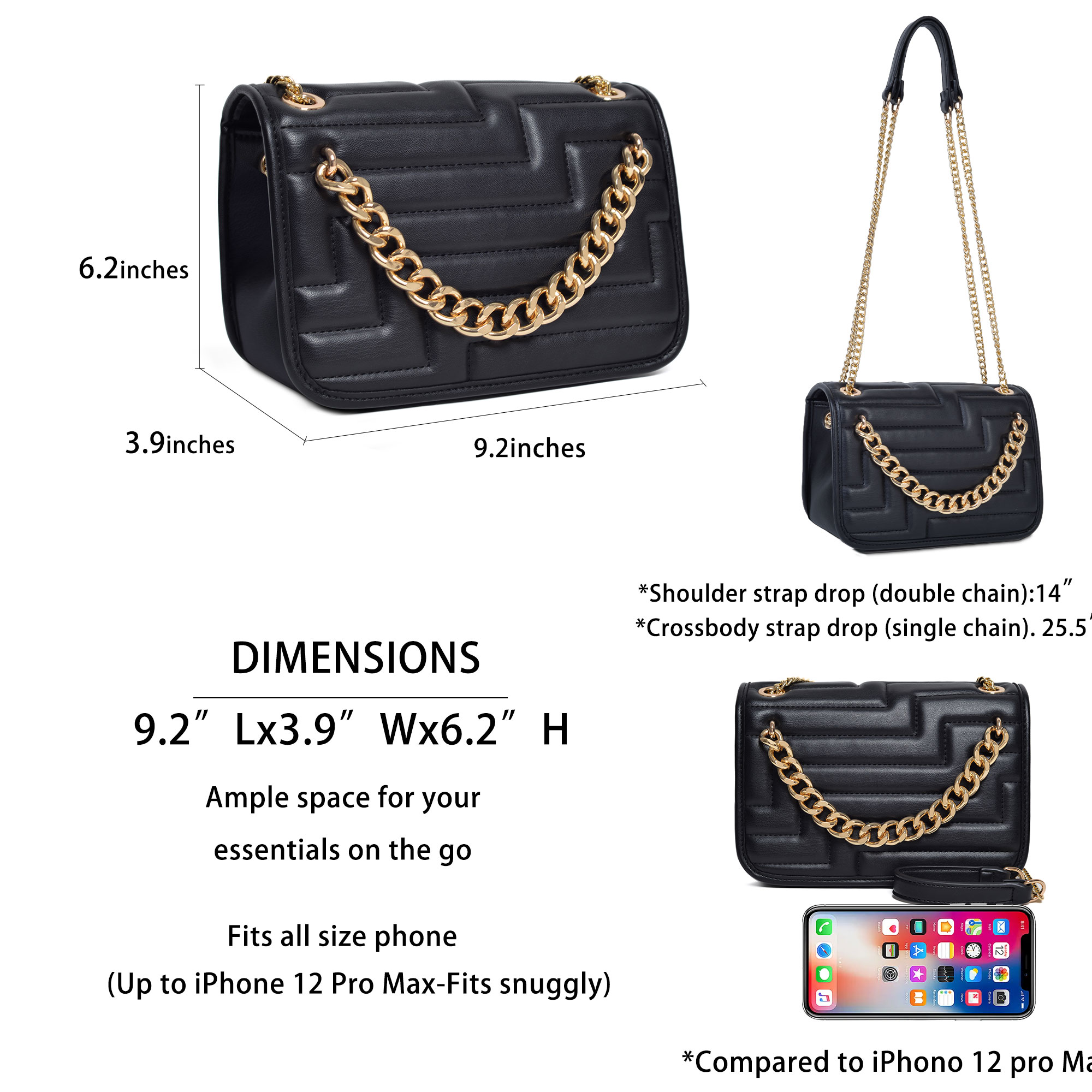 Tas Selempang Wanita Bahan Kul - Chain Crossbody Quilted ulasan dan harga