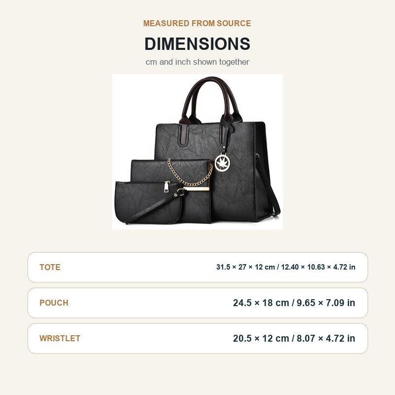 Set Tas Tangan Wanita 3 Buah,  - Structured Handbag Top Handle ulasan dan harga
