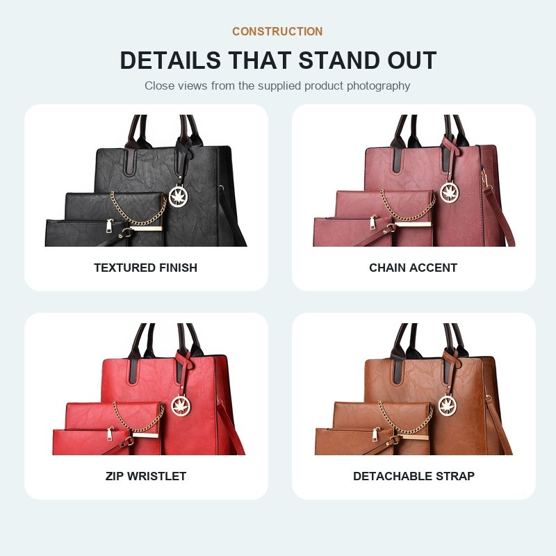 Set Tas Tangan Wanita 3 Buah,  - Structured Handbag Top Handle ulasan dan harga